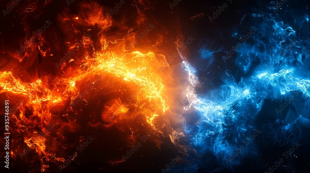 Abstract Fire and Ice Clashing in a Cosmic Dance Abstract Fire and Ice Clashing in a Cosmic Dance