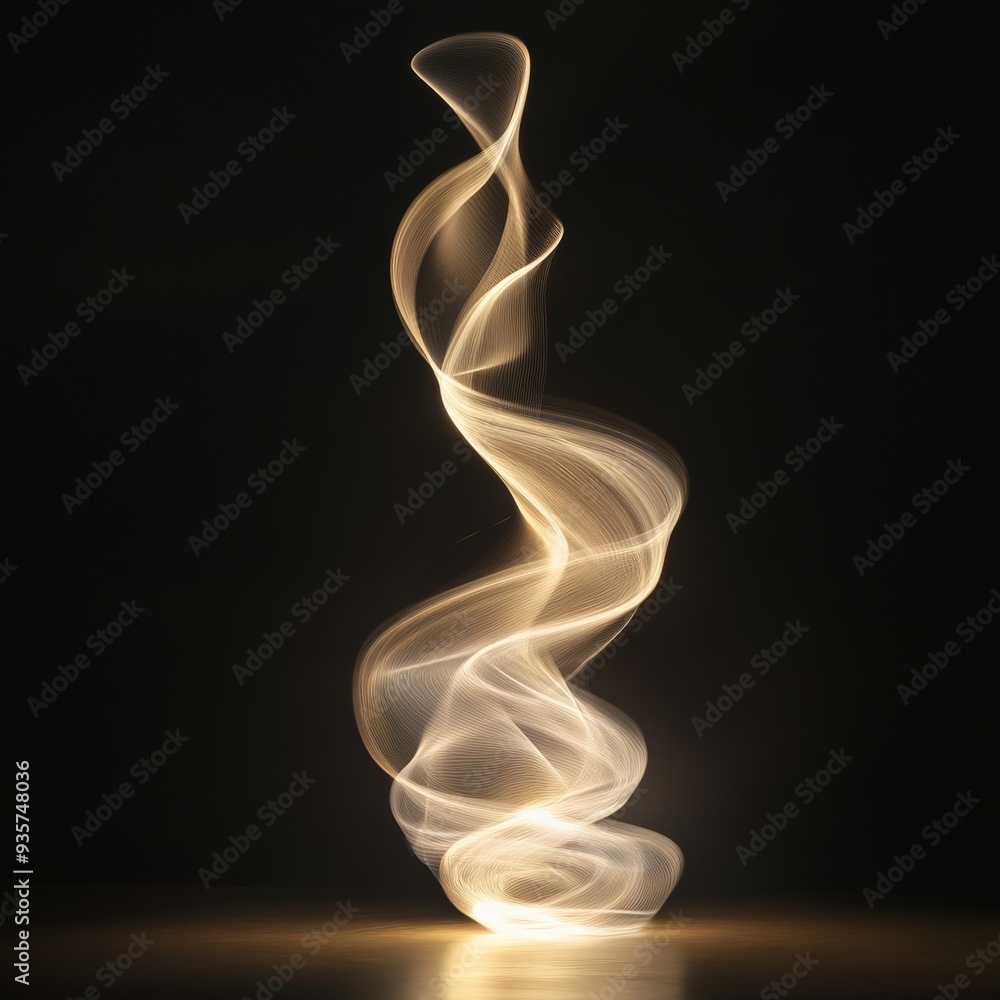 This image showcases elegant golden light trails forming a fluid and ethereal shape against a dark background, catching the eye with soft, flowing lines and a gentle glow. This image showcases elegant golden light trails forming a fluid and ethereal shape against a dark background, catching the eye with soft, flowing lines and a gentle glow.
