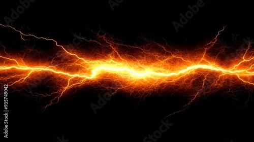 A Bright Orange Lightning Bolt Across a Black Background