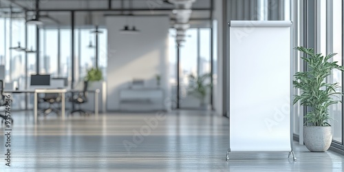 Wallpaper Mural Blank Roll Up Banner in Modern Office Interior Torontodigital.ca