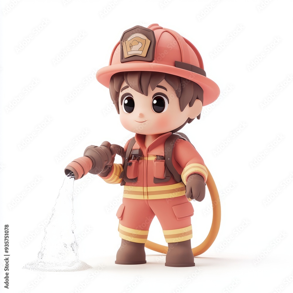 Kawaii Clay Firefighter Boy Icon - 3D Model, Blender Render, Pastel Colors Kawaii Clay Firefighter Boy Icon - 3D Model, Blender Render, Pastel Colors