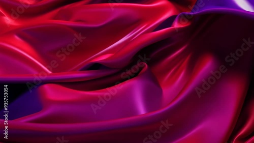 Glistening red satin fabric flowing gracefully under soft light during a creative fashion shoot