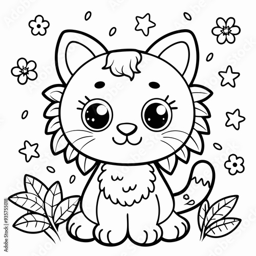 cute cat illustration coloring book for kids 