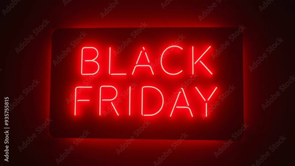 A glowing frame with the text red neon light emitting BLACK FRIDAY A glowing frame with the text red neon light emitting BLACK FRIDAY