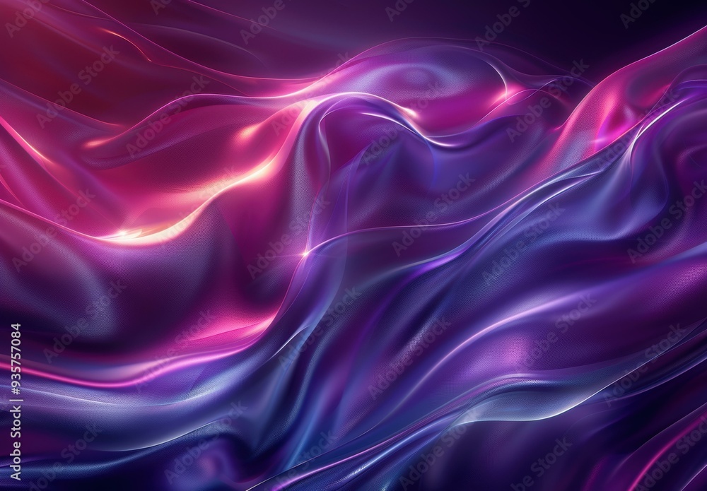 Obraz premium A vibrant abstract background featuring smooth, flowing waves in shades of pink, purple, and blue ideal for creative projects, tech visuals, or modern design elements,