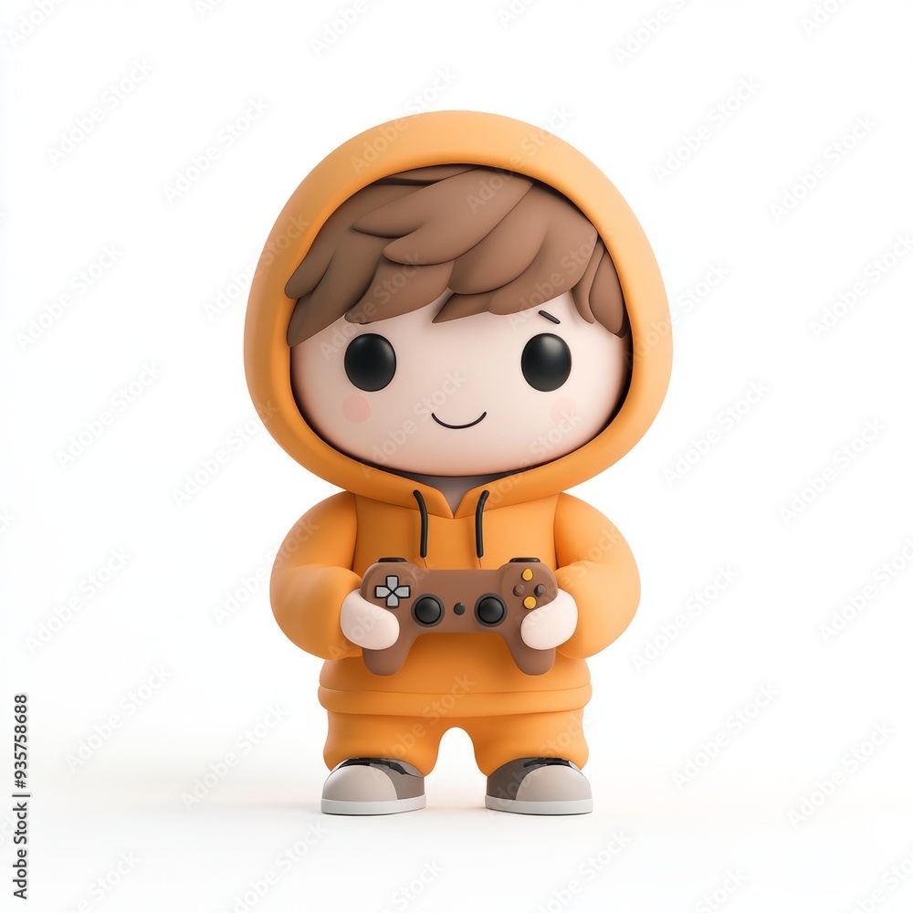 Kawaii Clay Boy Gamer Icon - 3D Blender Model with Colorful Hoodie Kawaii Clay Boy Gamer Icon - 3D Blender Model with Colorful Hoodie