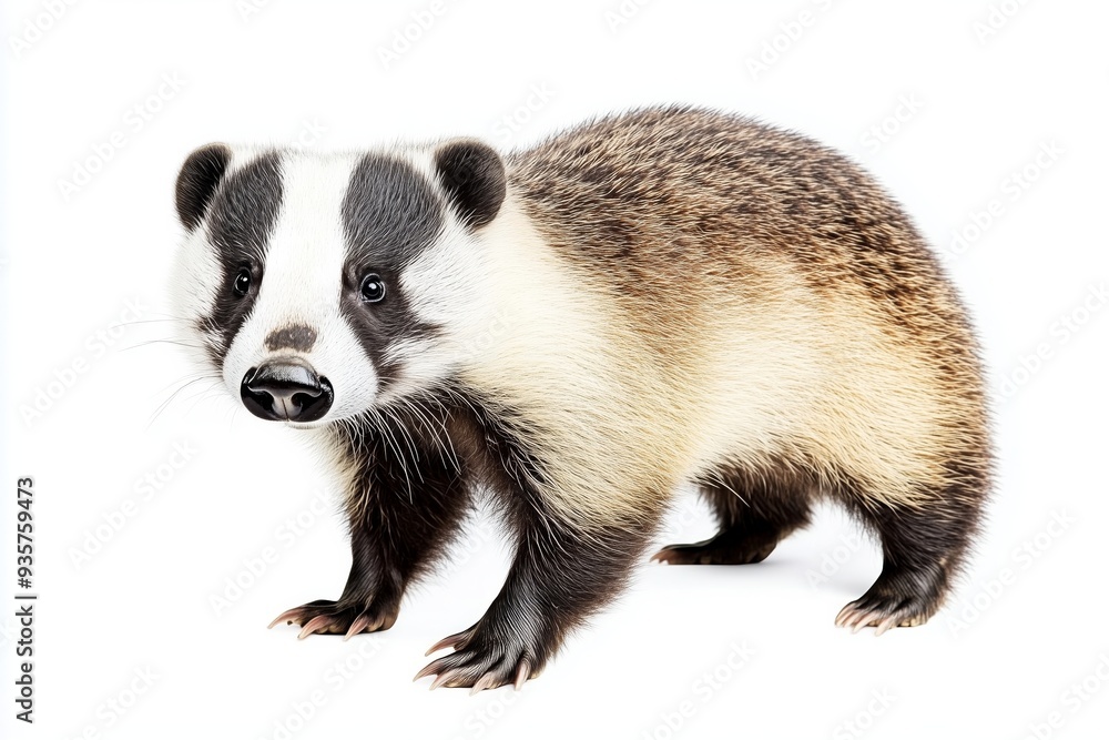 A Photorealistic Image of a Badger Standing in Nature A Photorealistic Image of a Badger Standing in Nature