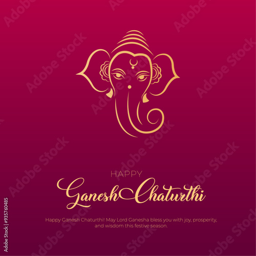 Happy Ganesha Chaturthi text and Ganesha illustration vector with a background of Indian festival for banner, template, post, and invitation card design