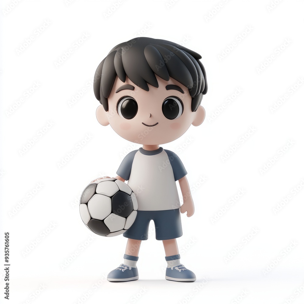 Cute Clay Boy with Soccer Ball - 3D Blender Icon - Kawaii Pastel Style Cute Clay Boy with Soccer Ball - 3D Blender Icon - Kawaii Pastel Style