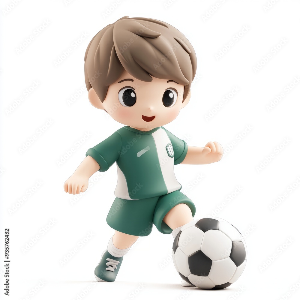 Kawaii Clay Soccer Boy 3D Icon - Blender, Isolated, Pastel Colors Kawaii Clay Soccer Boy 3D Icon - Blender, Isolated, Pastel Colors
