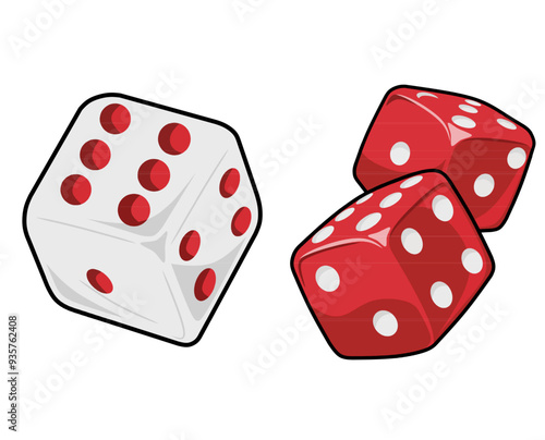 red and white dice isolated on white