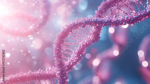 Wallpaper Mural Pink DNA double helix structure set against a bokeh background, blending soft hues with scientific precision, creating a unique and serene visual experience. Torontodigital.ca