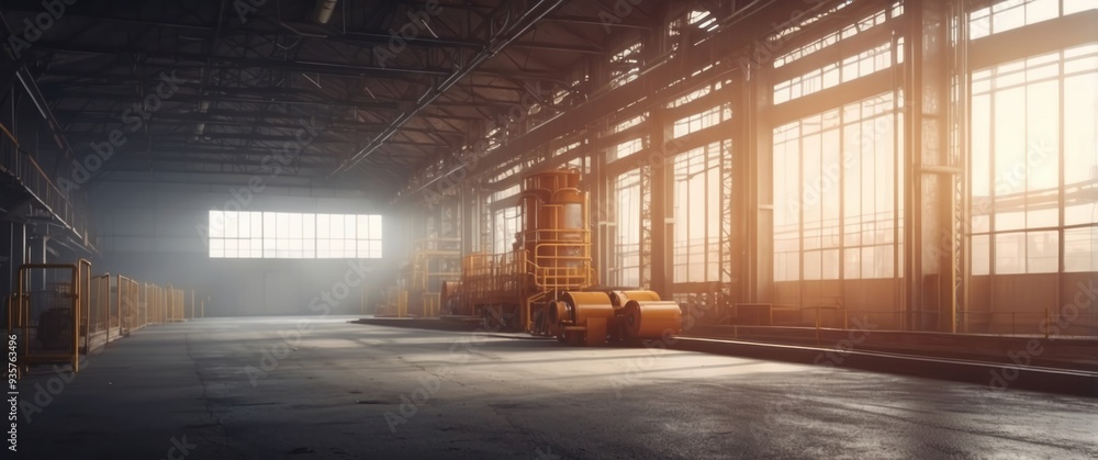 Industrial Machine in a Sunlit Factory Industrial Machine in a Sunlit Factory
