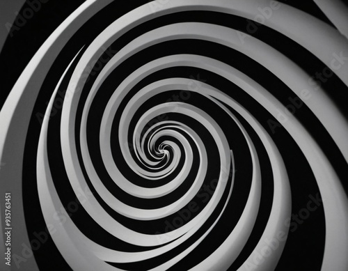 Abstract Optical Illusion: Twisting and Warping Patterns in a Black and White Background. Ai generated images