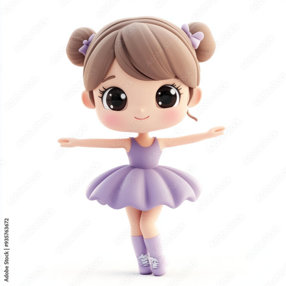 Kawaii Clay Ballerina Icon: 3D Model for Blender with Colorful Design Kawaii Clay Ballerina Icon: 3D Model for Blender with Colorful Design