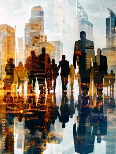 A group of people walking in a city at night