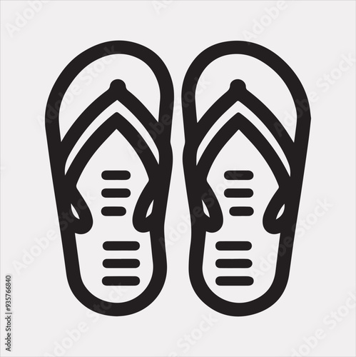 slippers outline Vector silhouette illustration icon on a white background