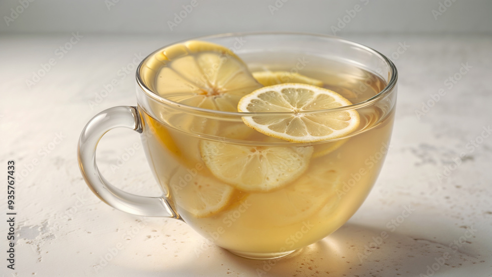 A refreshing cup of lemon ginger tea with fresh ingredients on a light background. Perfect for health, wellness, and natural remedy concepts A refreshing cup of lemon ginger tea with fresh ingredients on a light background. Perfect for health, wellness, and natural remedy concepts
