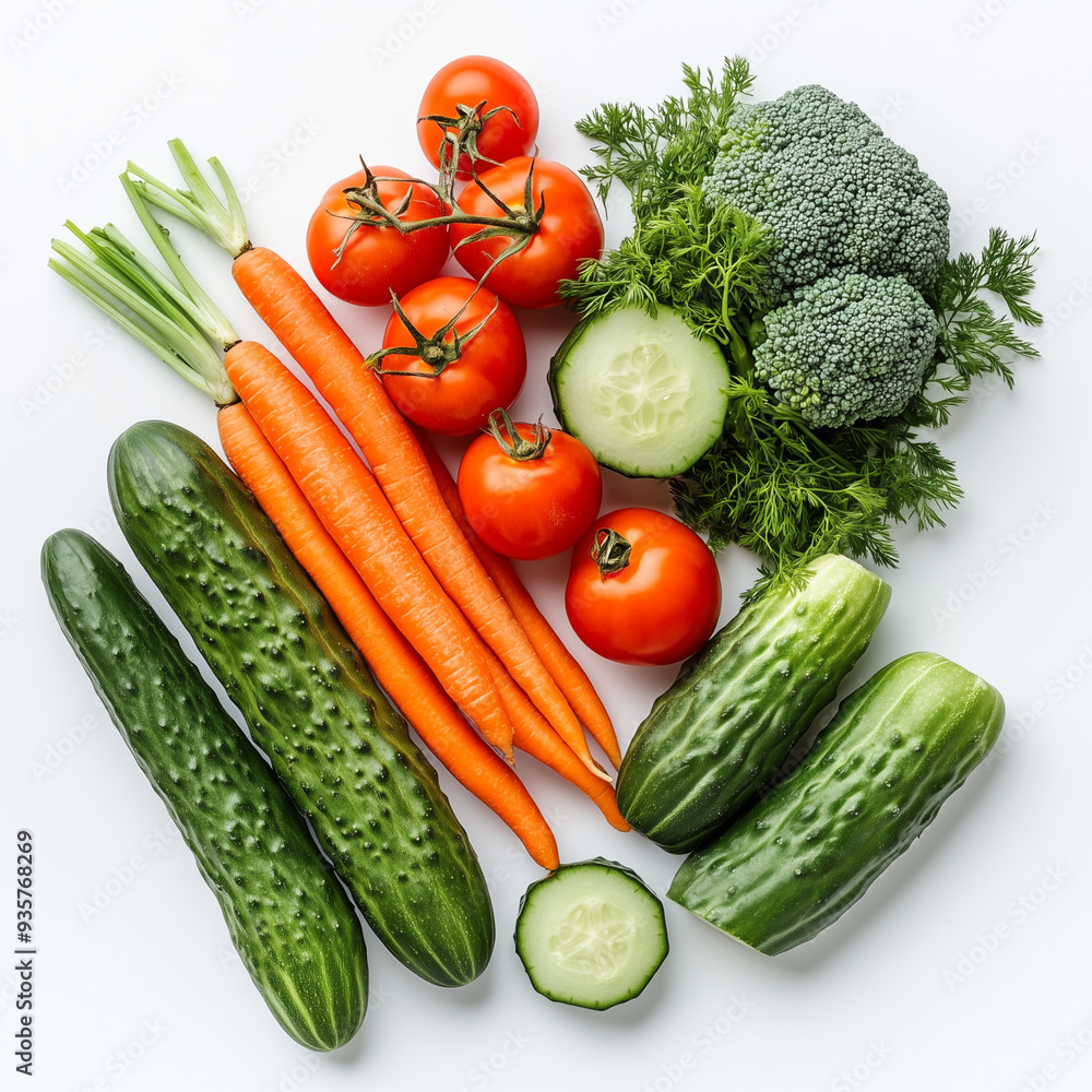 A vibrant display of various fresh mixed vegetables arranged creatively to mimic a flag design. Cucumbers, tomatoes, broccoli, and carrots create an eye-catching composition. A vibrant display of various fresh mixed vegetables arranged creatively to mimic a flag design. Cucumbers, tomatoes, broccoli, and carrots create an eye-catching composition.