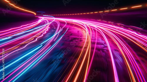 Long exposure photograph of light trails. photo