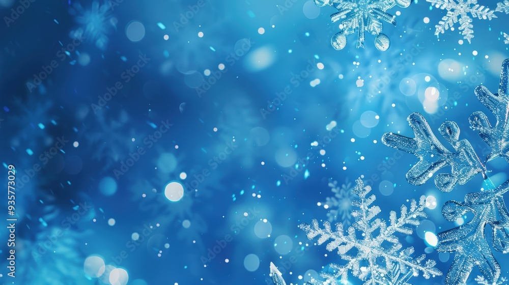 Sparkling snowflakes on blue Sparkling snowflakes on blue