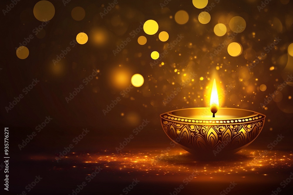 traditional and elegant happy dhanteras greeting banner with glowing diya, generative ai traditional and elegant happy dhanteras greeting banner with glowing diya, generative ai