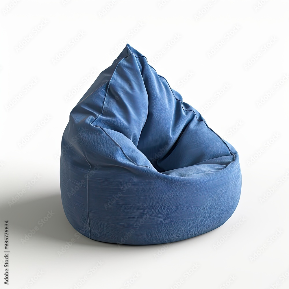 Blue bean bag chair isolated on white background, centered Blue bean bag chair isolated on white background, centered