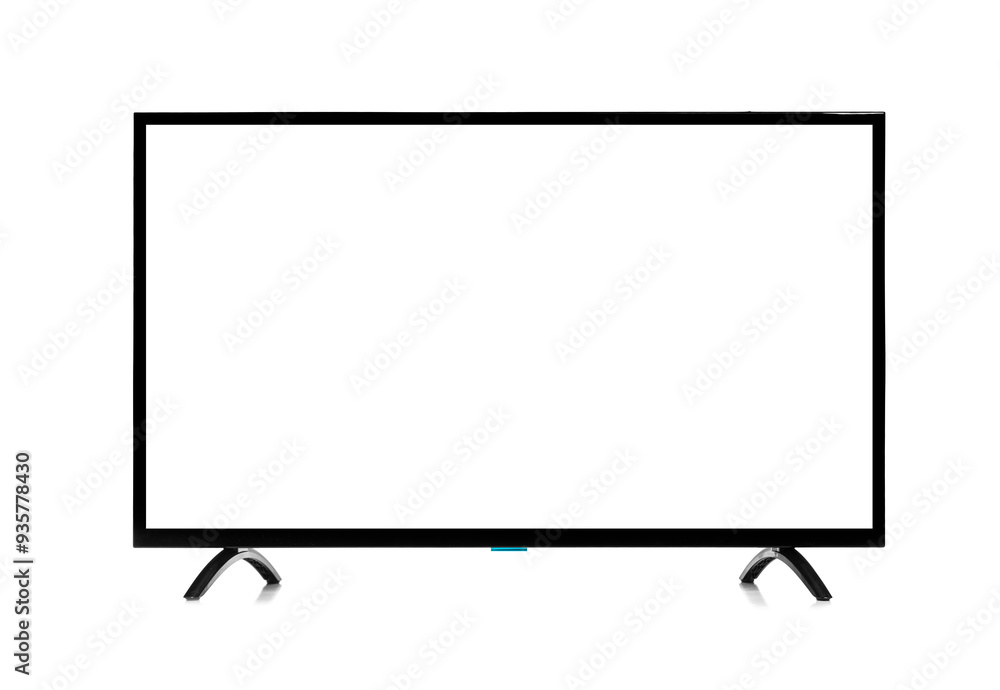 Smart TV with blank screen isolated on white.