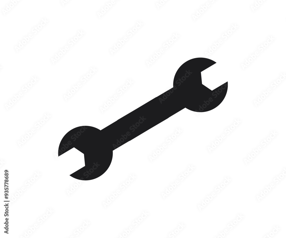 Wrench tool icon. Wrench silhouette shape, black and white vector design and illustration.
Wrench tool icon. Wrench silhouette shape, black and white vector design and illustration.