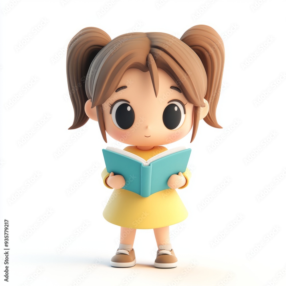 Cute Clay Girl Reading: 3D Kawaii Icon for Blender Cute Clay Girl Reading: 3D Kawaii Icon for Blender