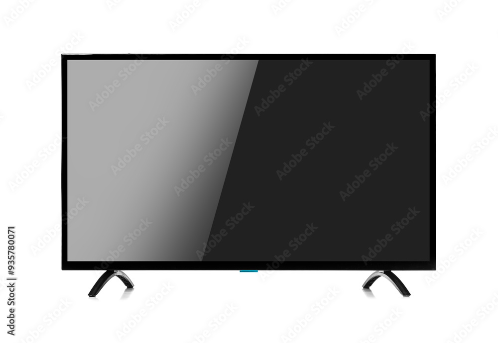 Smart TV with blank screen isolated on white.