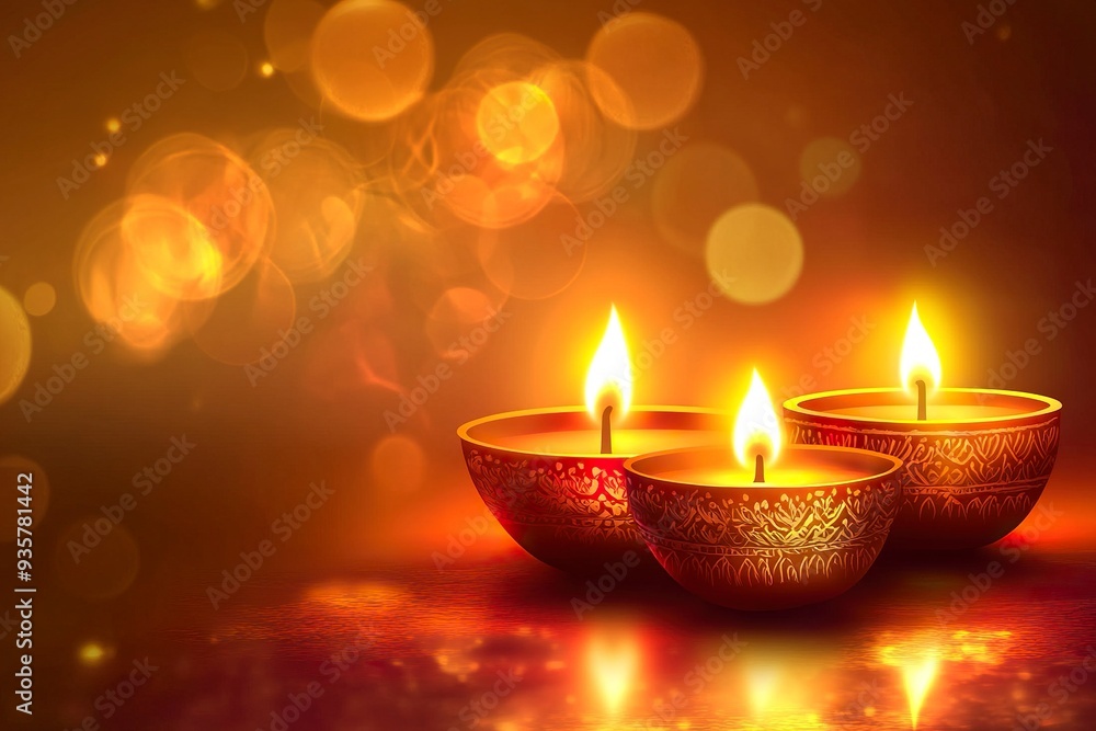 traditional and elegant happy dhanteras greeting banner with glowing diya, generative ai traditional and elegant happy dhanteras greeting banner with glowing diya, generative ai