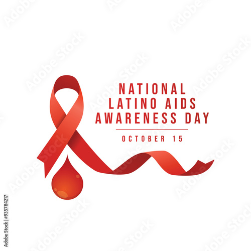 National Latino AIDS Awareness Day design template good for celebration usage. National Latino AIDS Awareness Day design. red vector ribbon. flat design. eps 10.