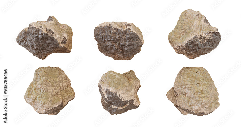 Collection of six irregular shaped stones with various textures and colors Collection of six irregular shaped stones with various textures and colors