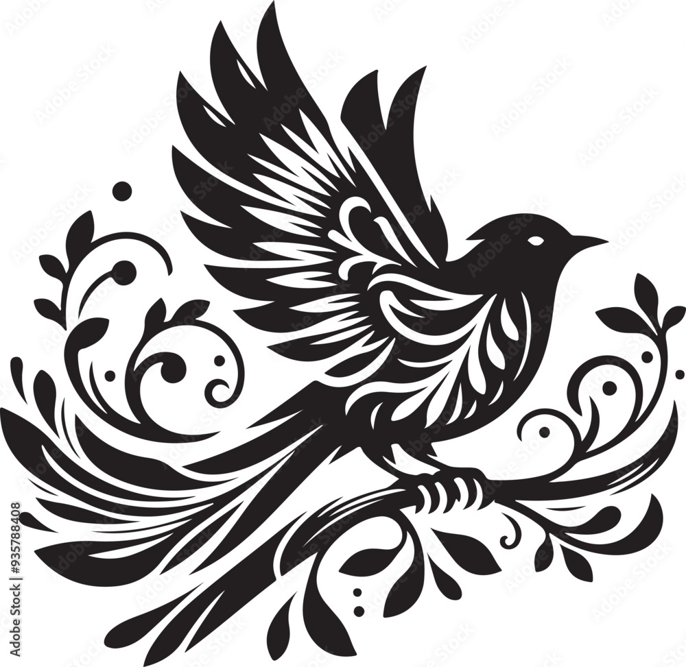 Fototapeta premium bird silhouette vector style with white background