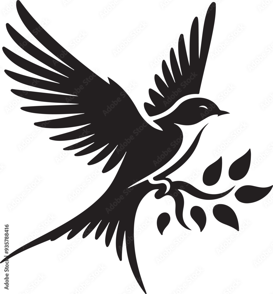 Fototapeta premium bird silhouette vector style with white background