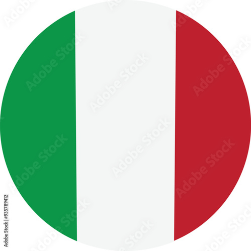Round italy flag vector icon isolated, italy flag button. Vector illustration
