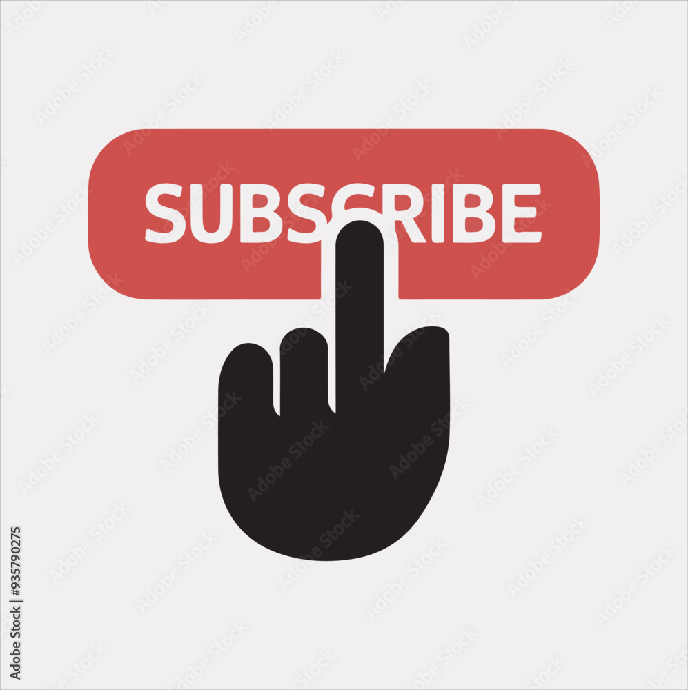 subscribe button with hand pointer clicking Vector silhouette illustration icon on a white background subscribe button with hand pointer clicking Vector silhouette illustration icon on a white background