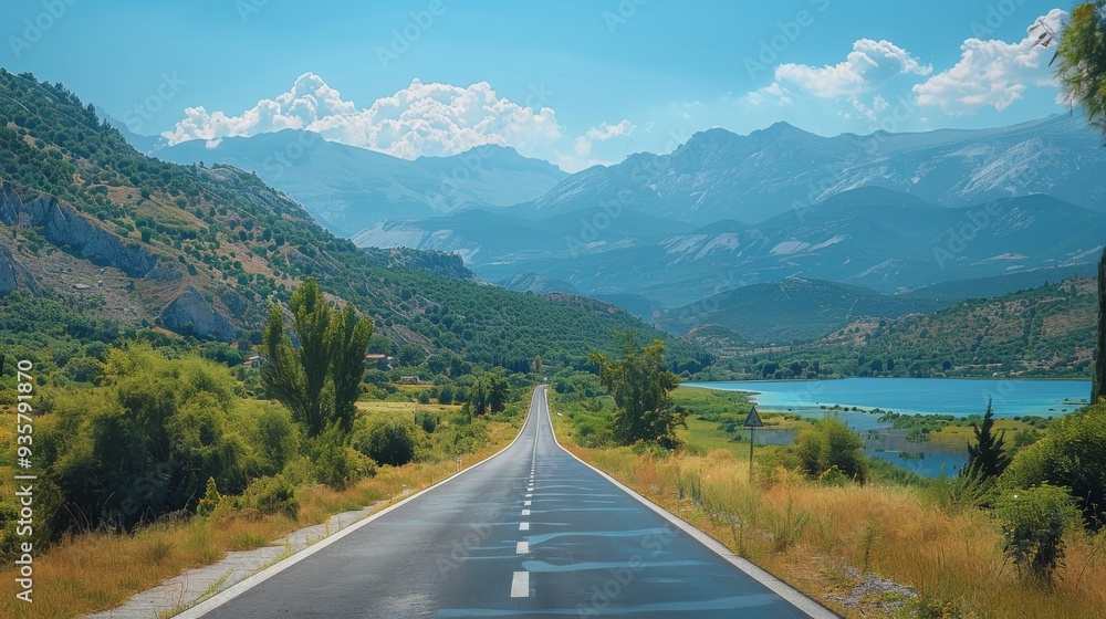 Fototapeta premium Stunning Landscapes Along the Road Between Cities