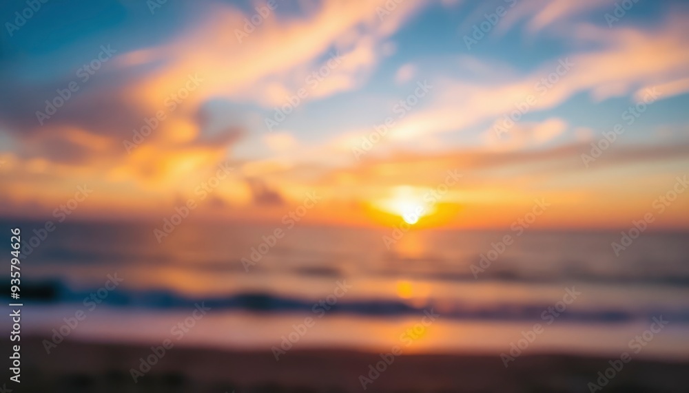 Fototapeta premium Abstract background of sunset colored bokeh at the shore, ai