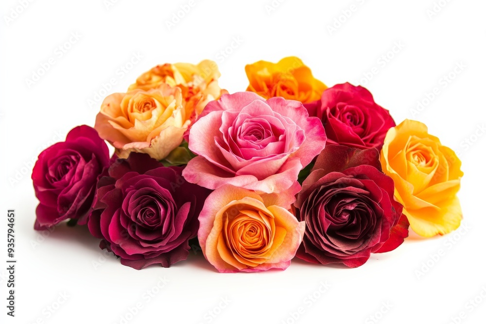 A striking bouquet of vibrantly colored roses in shades of red, yellow, and pink, tightly packed together to create a robust display of floral beauty and passion. A striking bouquet of vibrantly colored roses in shades of red, yellow, and pink, tightly packed together to create a robust display of floral beauty and passion.