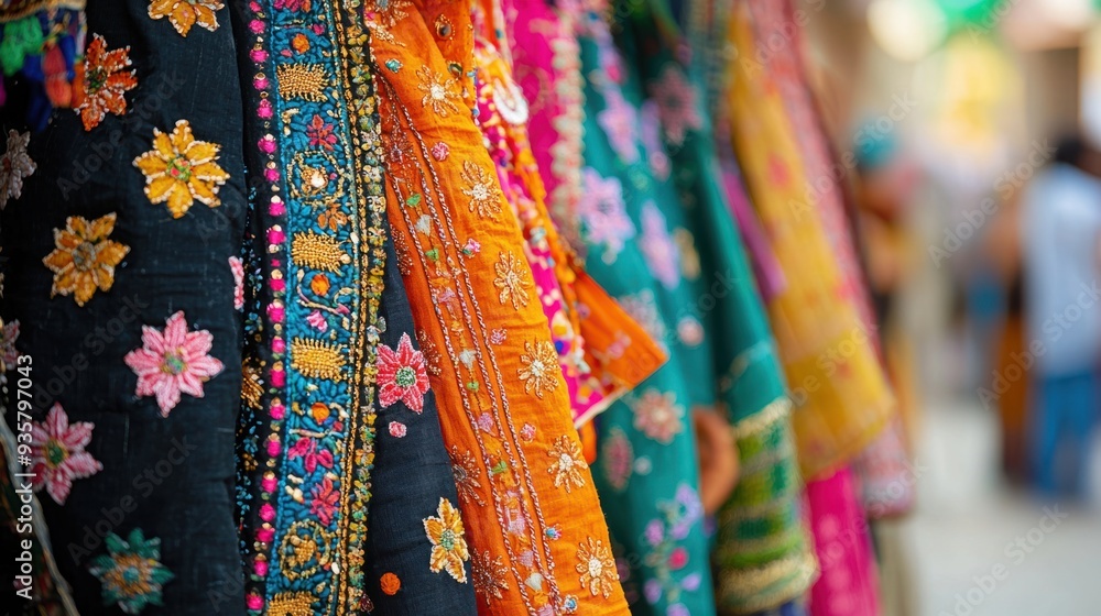 Fototapeta premium Vibrant Diversity on Display: Traditional Clothing at Cultural Festival