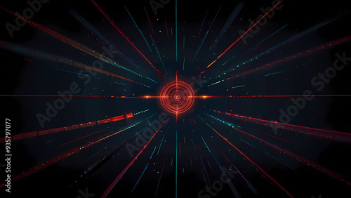 minimalist flat vector background featuring a target with laser beams converging on a single point