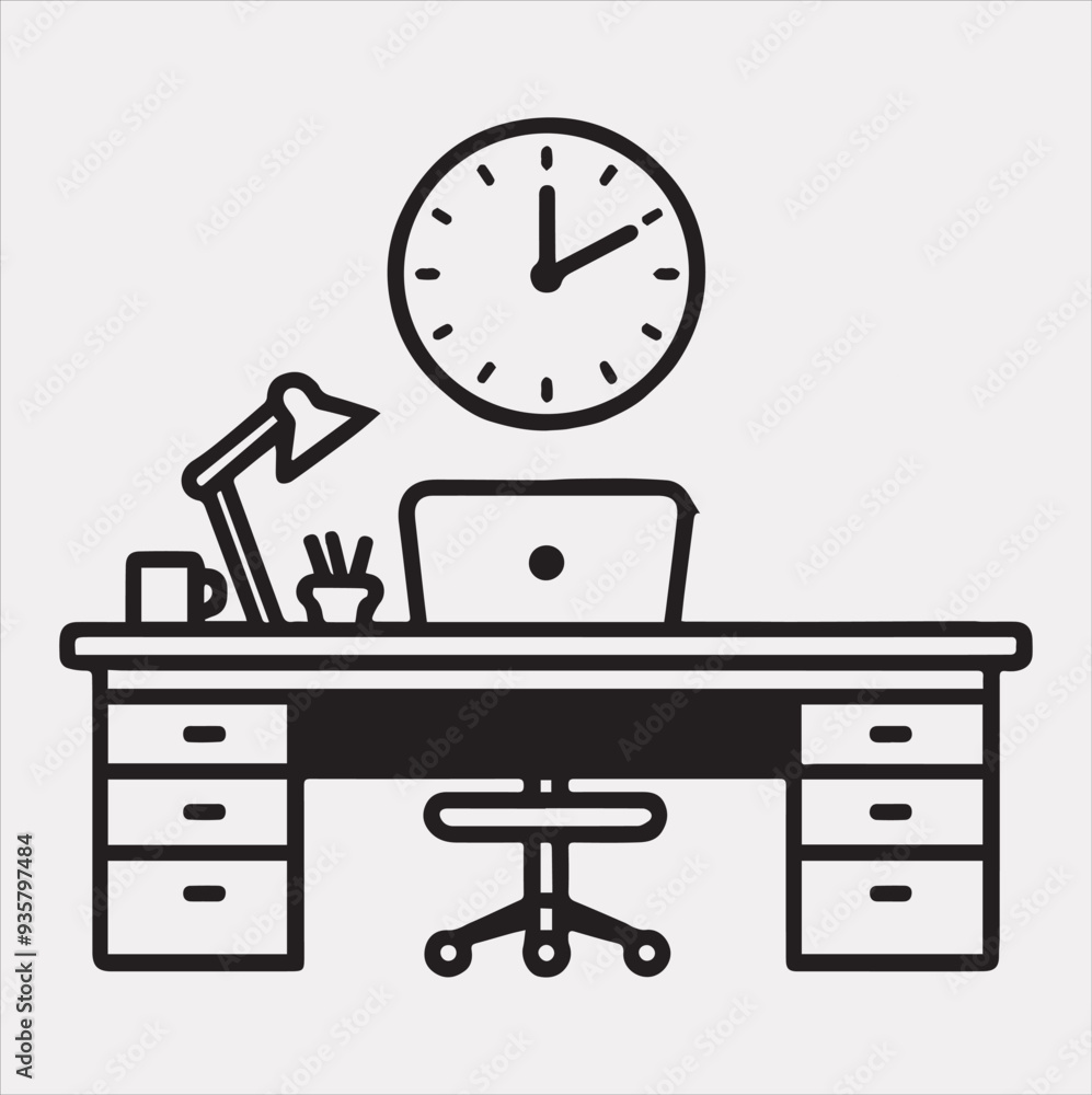 The table icon Workplace and job Vector silhouette illustration icon on a white background The table icon Workplace and job Vector silhouette illustration icon on a white background
