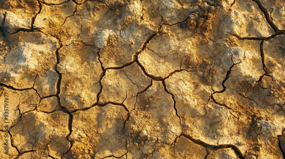 The cracked and dry soil texture is a clear reflection of the severe drought conditions present The cracked and dry soil texture is a clear reflection of the severe drought conditions present