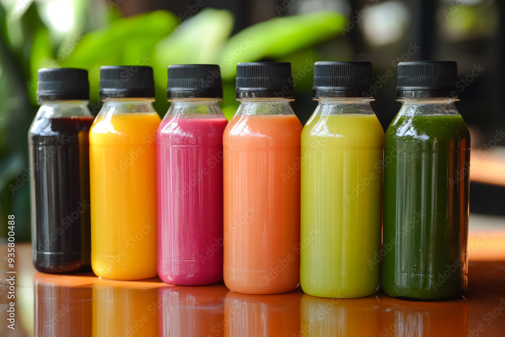 bottle of cold-pressed smoothie made of natural fruits bottle of cold-pressed smoothie made of natural fruits