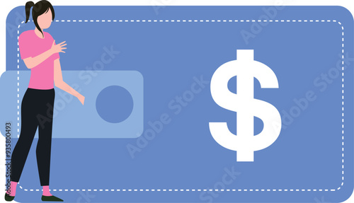 The girl has a dollar purse.