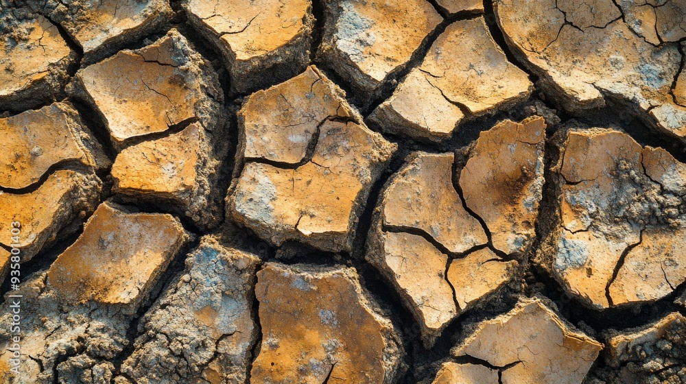 The cracked and dry soil texture is a clear reflection of the severe drought conditions present The cracked and dry soil texture is a clear reflection of the severe drought conditions present