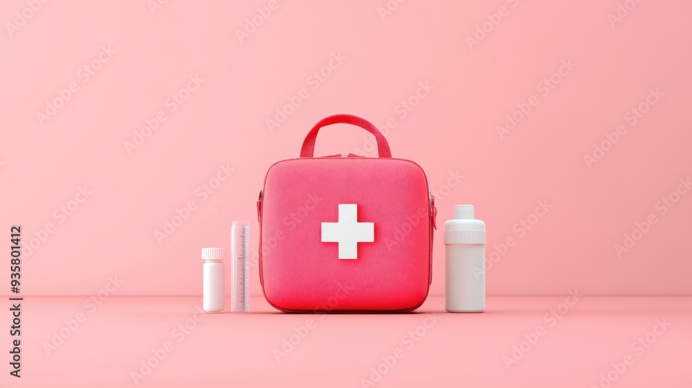 An illustration of a first aid kit with essential supplies, emphasizing the need for emergency medical preparedness. An illustration of a first aid kit with essential supplies, emphasizing the need for emergency medical preparedness.
