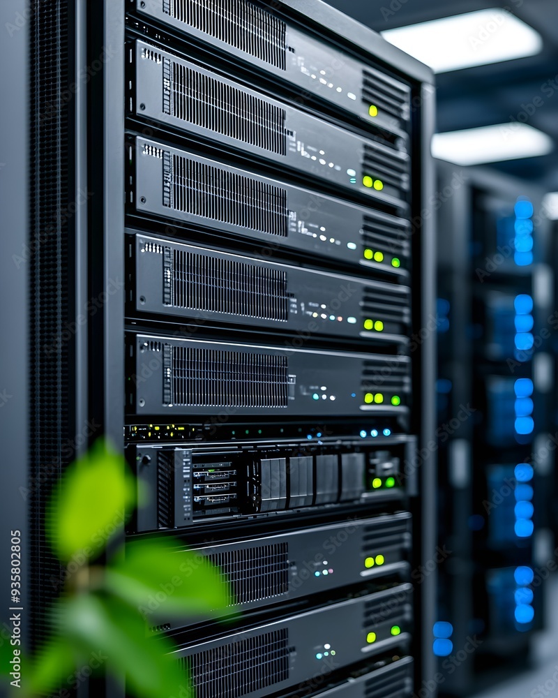 A server rack in a corporate office, managing the company s internal communications and data storage A server rack in a corporate office, managing the company s internal communications and data storage